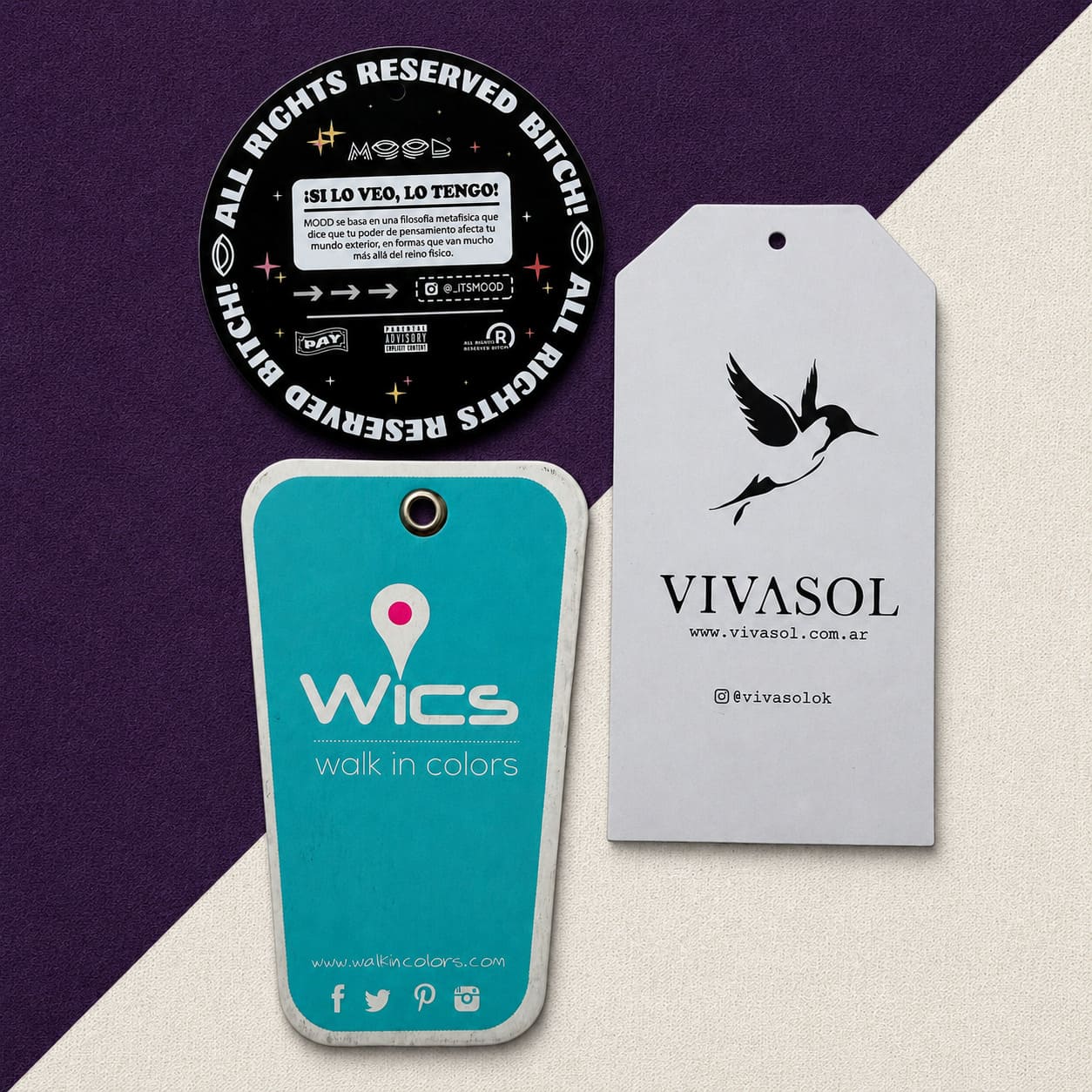 Muestra de hangtag con troquel de forma especial